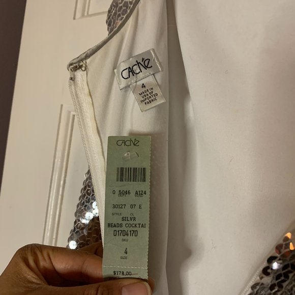 Cache silver sequence cocktail dress, size 4 - Picture 5 of 7